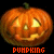 A 3x3 grid of nine animated pumpkin icons with varying facial expressions, each labeled "PUMPKING" in orange pixelated text below the icon.