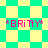 *BRiTTY* text in pink appears on four distinct background patterns: checkerboard, diamond , and two variations of distorted checkered layouts