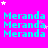 Cyan text 'Meranda' repeated three times per on bright pink background with scattered white and light purple stars