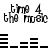 Black and white pixelated text "time 4 the music" appears above horizontal bar graphs that change across frames.