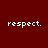 Four quadrants display the word 'respect.' in white pixelated text on solid backgrounds: dark red, teal, cyan, and dark teal.