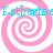 Four pink and white spiral patterns arranged in a with cyan text reading 'Katherine' overlaid on each spiral