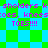 Pixelated text repeats 'sholders k kneesoes, knees TOES!!!' over green and blue checkered backgrounds in two distinct layouts.