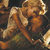 Pixelated image of two figures in close embrace, one with light-colored hair and the other with darker brown tones, set against a dark background.