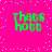 Bright pink background with scattered white square pixels; four identical green pixelated text blocks reading "Thats hott" arranged in a