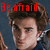 A pixelated image of a person with brown hair and a dark blue shirt, with the text "Be afraid" in red, black, and white pixelated fonts across different sections.