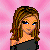 Pixelated cartoon woman with brown hair and blue eyes wearing a black off-shoulder top against pink gradient background, next to pixelated text reading "boyz n' single" on solid light pink background.