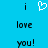 Pixelated blue background with black text and white heart symbol arranged in a pattern