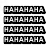 Four horizontal black bars with white 'HAHAHAHA' text, three small circles to the right, and a large gray rectangle below.