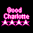 Pixelated static icon with pink and white text reading "Good Charlotte" above four star shapes on a black background.