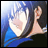 A 48x48 pixel buddy icon featuring a side-profile anime character with blue hair and a hand gesture, paired with text reading "Anime IM" and "com" on the right side of a contact sheet layout.