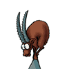 Animated cartoon goat on a mountain peak in four sequential poses showing movement and expression changes.