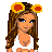 Pixel art contact sheet of a Winnie the Pooh-themed animated buddy icon featuring a cartoon woman with sunflower headband and various Pooh Bear poses across multiple frames.