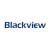 Pixelated text logo reading 'Blackview' in dark blue on white background with light blue gradient accents.