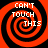 Four identical red and black spiral patterns arranged in a , each containing white text reading "CAN'T TOUCH THIS"