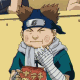 Animated character with brown hair in twin buns, blue headband, teal shirt, white scarf, and bandaged hand holding red object with gold symbols.