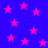Blue background with scattered pink stars, some appearing blurred or faded.