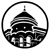 Black-and-white pixelated icon shows a domed building with a spire, framed by a circular border, with architectural details including columns and a base.