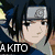 Pixelated anime-style character with dark hair and a headband, two smaller figures in lower-left corner, purple background on right side.