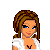 Pixel art contact sheet showing two animated frames of a female character in sports attire with blue and white colors, plus text reading SPORTS KICK BUTT!!