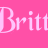 Pink background with repeated light pink 'Britt' text and white heart-and-cross symbols in a pattern