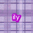 Pixelated purple background with three distinct text elements in bright magenta outline font