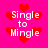 Pixelated pink background with red heart shapes and white text reading "Single to Mingle" in four repeated sections.