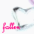 Animated sequence showing a heart outline with pink text fragments 'fallen', 'for', and 'him' appearing sequentially over a white background with faint purple accents.
