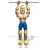 Animated sequence of a muscular man performing pull-ups on a horizontal bar, wearing blue shorts and yellow shoes against white background.
