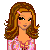 Pixel art contact sheet showing a female character's head, torso, legs, and pink hearts with text "Happily Taken" in pink font.