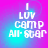 Pixelated text 'I LUV CAMP All-STAR' on a gradient background with shifting cyan and magenta hues.