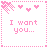 A 5x5 grid of pixelated pink and white animated contact sheet frames showing sequential text changes in a romantic-themed buddy icon set with heart motifs.
