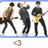 Pixelated image of three musicians with instruments on a white background, next to blue text on green background reading "i love the jonas bros" with heart symbols.