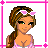 Animated contact sheet showing a cartoon girl character with changing body parts and text phrases in pink pixelated font on white background.