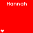Red background with white "Hannah" text and star icons in various configurations