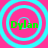 Four identical cyan concentric circles on a bright pink background, each containing green text reading 'Dylan' in a pixelated font.