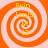 Four identical orange and white spiral patterns arranged in a , each containing yellow text reading 'Erin Luvz' and a small yellow symbol