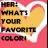 A four- of pixelated text exchanges between 'HER:' and 'HIM:', each featuring a yellow heart with white outline on pink background