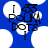 Blue background with white cloud shapes and black text reading "I POOP DOTS" in pixelated font, featuring a small figure holding a magnifying glass.