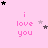 Pink background with repeated 'i love you' text and star clusters in black, gray, and white; stars shift position across frames.