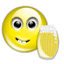 Yellow circular face with varied expressions holding a beer mug, each frame showing different eye and mouth configurations.