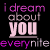 A 2x2 contact sheet of a pixelated animated text icon showing the phrase "i dream about you everynite" with varying color and underline states across frames on black background.