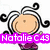 Pixelated cartoon character with curly hair and purple dress, six variations showing text overlays changing across frames.