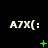 Three of 'A7X(' text with green symbols changing across frames on a black background