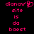 Pixelated pink text on black background with two side-by-side variations of 'dianow' text and a heart symbol, one with 'dianow' and one with 'dianow's'.
