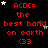 Red text on black background with white and gray stars, repeating 'ACDC= the best band on earth <33' in a pattern