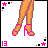 Animated contact sheet of a cartoon girl character in pink outfit with star headband, showing sequential frames from full body to text animation.