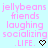 Pixelated text on light blue background with pink and dark brown elements, including a heart symbol.