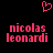 Pixelated pink text 'nicolas leonardi' appears twice on black background with a pixelated heart symbol above.
