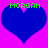 Two identical blue hearts on a bright pink background with green text reading 'MORGAN' above each heart.
